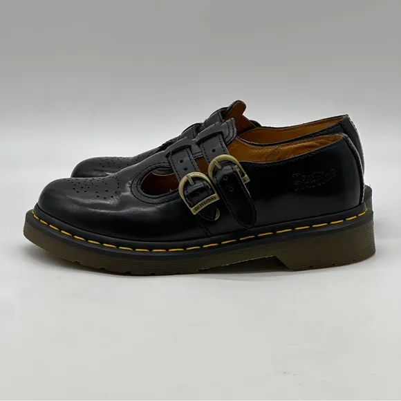 Dr. Martens Black Leather Buckle Shoes. Size 7