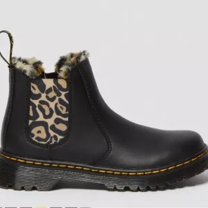 Dr. Martens JUNIOR 2976 LEOPARD FAUX FUR CHELSEA BOOTS, size 13