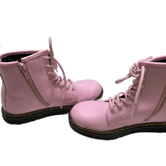 Dr. Martens Kids Zavala J Combat Boots Size 2 Pastel Pink Lace Up Punk Grunge