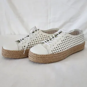 Dylan Espadrille Sneakers Perforated Leather Platform Casual Shoes Size 6M