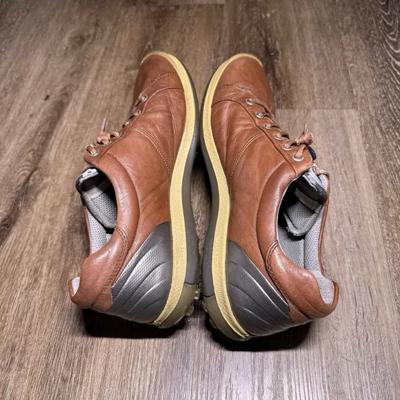 Ecco Biom Golf Shoes Spikeless Natural Motion Yak Brown Leather Men US 10 EU 44