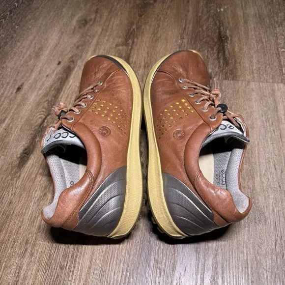 Ecco Biom Golf Shoes Spikeless Natural Motion Yak Brown Leather Men US 10 EU 44