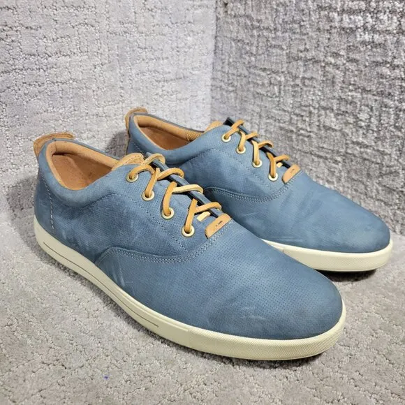 Ecco Eisner Men's Size EU 45 US 11.5 Grey Leather Perforated Sneaker Shoes