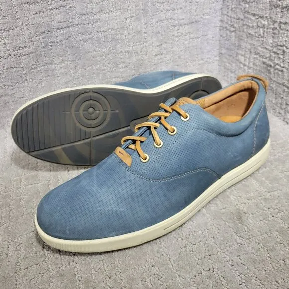 Ecco Eisner Men's Size EU 45 US 11.5 Grey Leather Perforated Sneaker Shoes
