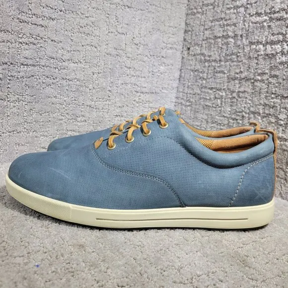 Ecco Eisner Men's Size EU 45 US 11.5 Grey Leather Perforated Sneaker Shoes