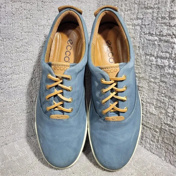Ecco Eisner Men's Size EU 45 US 11.5 Grey Leather Perforated Sneaker Shoes