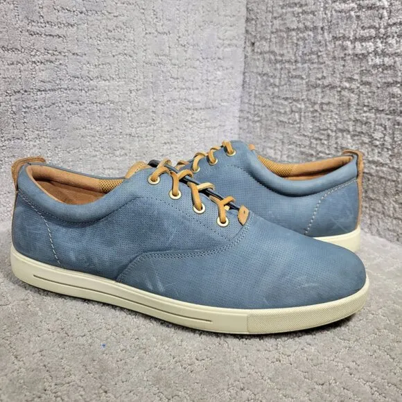 Ecco Eisner Men's Size EU 45 US 11.5 Grey Leather Perforated Sneaker Shoes