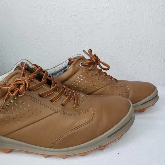 Ecco Golf Men's Brown Leather Golf Spike Less Shoes  Athletic