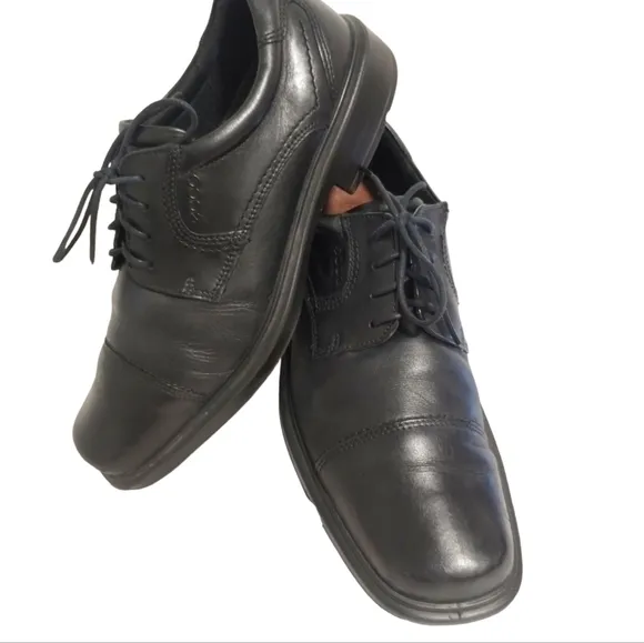 Ecco Helsinki Oxford Men's EUR 44 US 10-10.5 Black Leather Cap Toe Lace Up Shoes