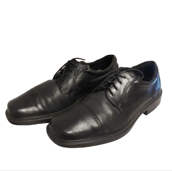 Ecco Helsinki Oxford Men's EUR 44 US 10-10.5 Black Leather Cap Toe Lace Up Shoes