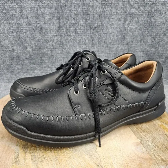 ECCO Howell Mens Size 13 EU 47 Black Leather Mocc-Toe Casual Oxford Shoes