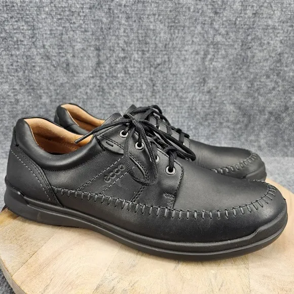 ECCO Howell Mens Size 13 EU 47 Black Leather Mocc-Toe Casual Oxford Shoes
