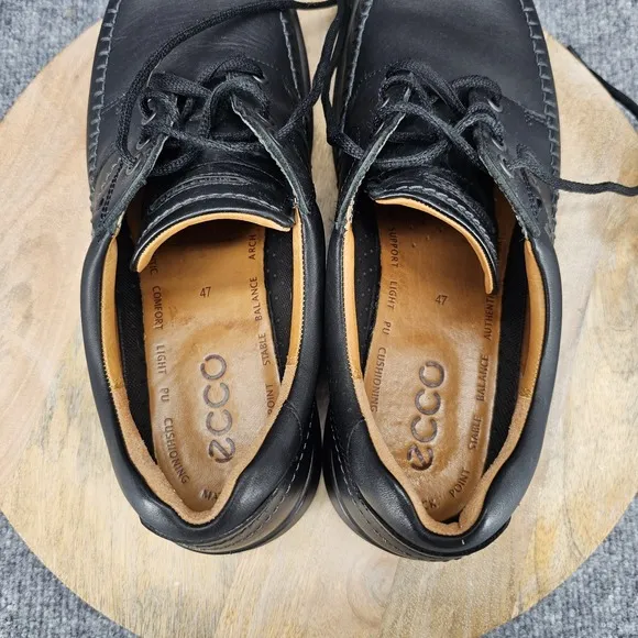 ECCO Howell Mens Size 13 EU 47 Black Leather Mocc-Toe Casual Oxford Shoes