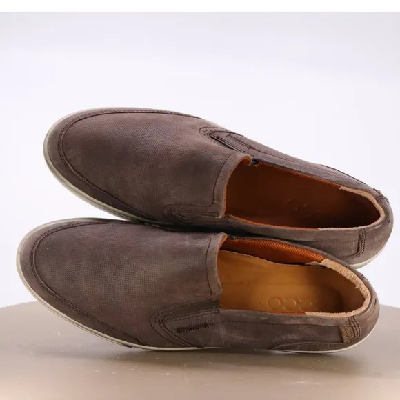 ECCO Men's Slip On Casual Sneakers Shoes Size EU 43 US 9-9.5 Leather Brown