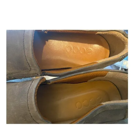 ECCO Men's Slip On Casual Sneakers Shoes Size EU 43 US 9-9.5 Leather Brown