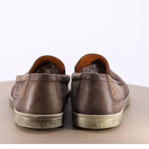 ECCO Men's Slip On Casual Sneakers Shoes Size EU 43 US 9-9.5 Leather Brown
