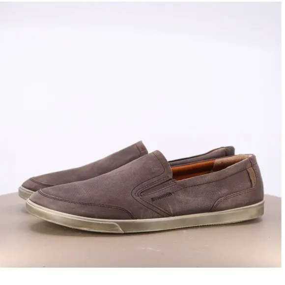 ECCO Men's Slip On Casual Sneakers Shoes Size EU 43 US 9-9.5 Leather Brown