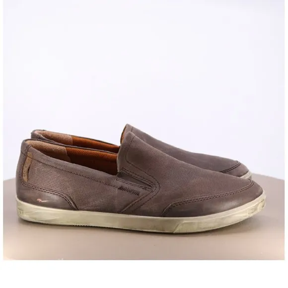 ECCO Men's Slip On Casual Sneakers Shoes Size EU 43 US 9-9.5 Leather Brown
