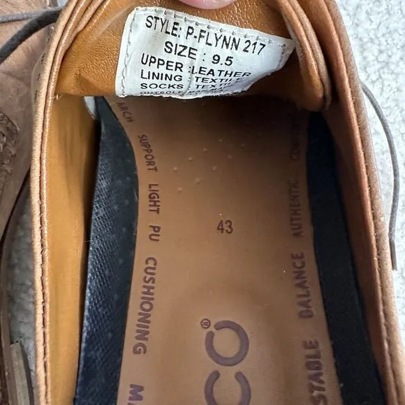 ECCO P-FLYNN 217 Men's  Brown Leather Shoes Size 9.5