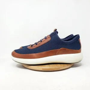 ECCO Shoes Mens 45 Soft 7 Runner Summer Blue Brown Leather Oxford Sneaker