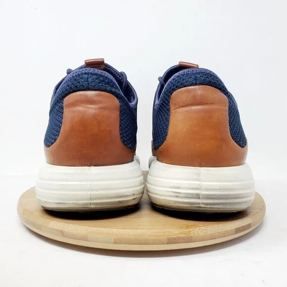 ECCO Shoes Mens 45 Soft 7 Runner Summer Blue Brown Leather Oxford Sneaker