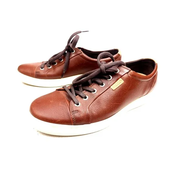 Ecco Soft 7 City Mens Size 8 Lace Up Shoes Sneakers Leather Brown