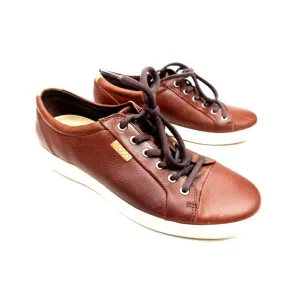 Ecco Soft 7 City Mens Size 8 Lace Up Shoes Sneakers Leather Brown