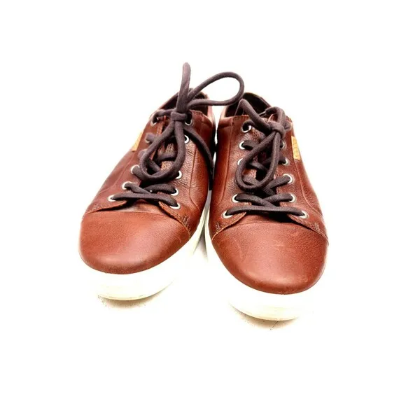 Ecco Soft 7 City Mens Size 8 Lace Up Shoes Sneakers Leather Brown