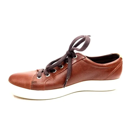 Ecco Soft 7 City Mens Size 8 Lace Up Shoes Sneakers Leather Brown