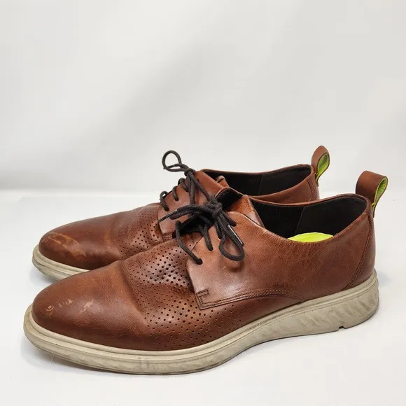 Ecco St.1 Hybrid Lite Derby Shoes Mens Size 10 Brown Leather Casual Office Laces