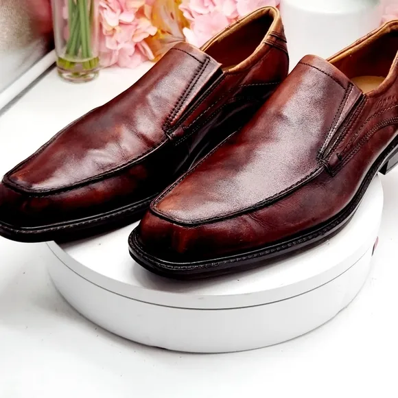 Ecco Windsor Slip On Dress Shoes Mens 13.5 US 47 EU Brown Leather Loafers Casual