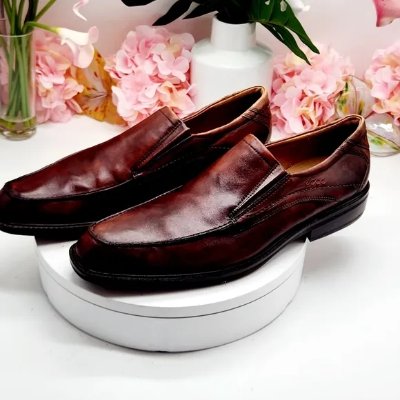 Ecco Windsor Slip On Dress Shoes Mens 13.5 US 47 EU Brown Leather Loafers Casual