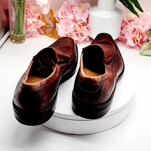 Ecco Windsor Slip On Dress Shoes Mens 13.5 US 47 EU Brown Leather Loafers Casual