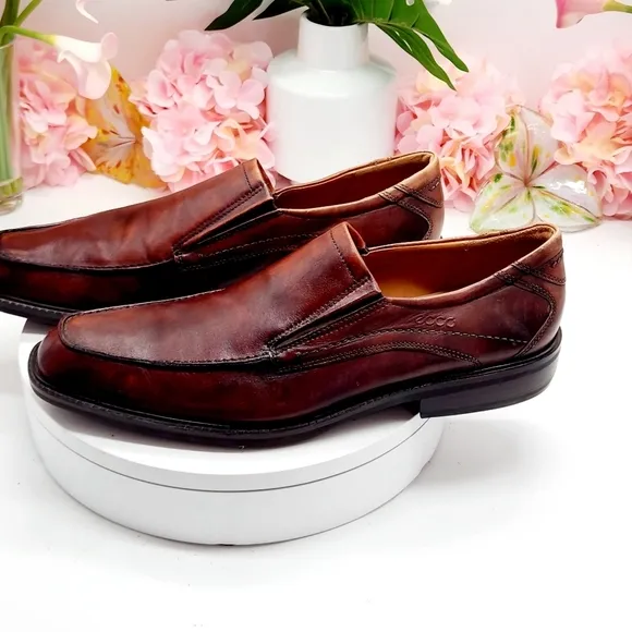 Ecco Windsor Slip On Dress Shoes Mens 13.5 US 47 EU Brown Leather Loafers Casual