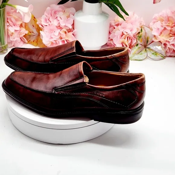 Ecco Windsor Slip On Dress Shoes Mens 13.5 US 47 EU Brown Leather Loafers Casual