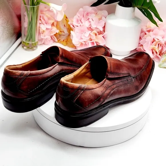 Ecco Windsor Slip On Dress Shoes Mens 13.5 US 47 EU Brown Leather Loafers Casual
