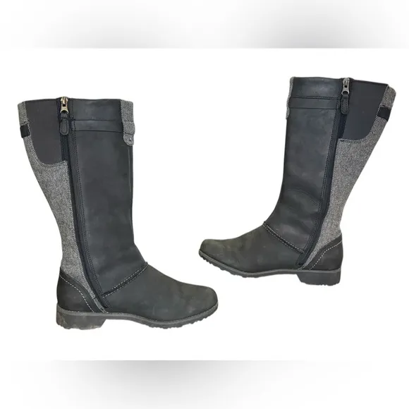 Eddie Bauer Womens Trace Boot RAVEN BLACK GREY BOOTS SIZE 8.5 LEATHER