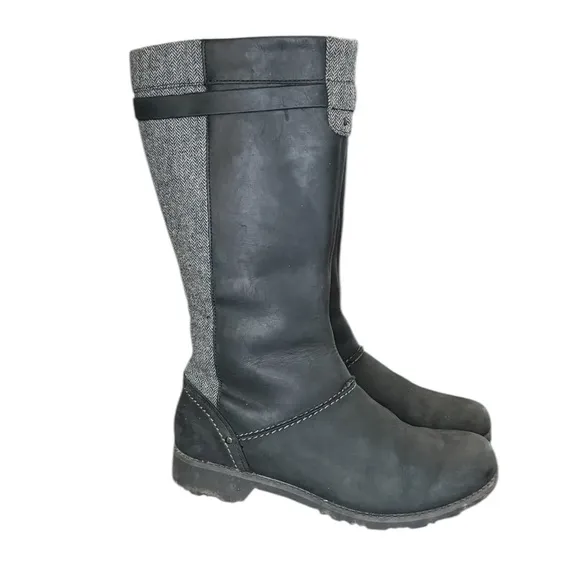 Eddie Bauer Womens Trace Boot RAVEN BLACK GREY BOOTS SIZE 8.5 LEATHER