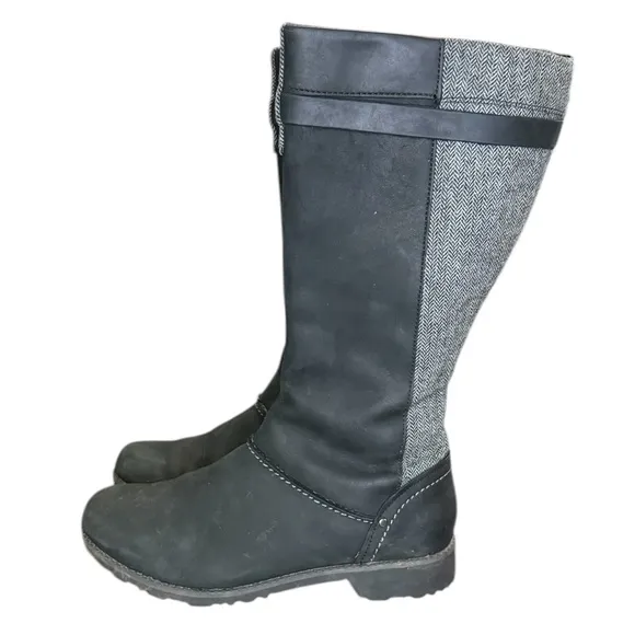 Eddie Bauer Womens Trace Boot RAVEN BLACK GREY BOOTS SIZE 8.5 LEATHER