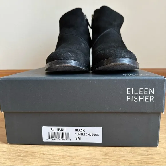 Eileen Fisher - Billie Tumbled Nubuck Black Leather Bootie