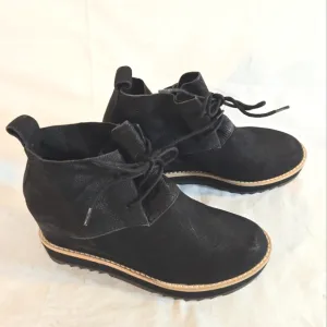 Eileen Fisher Capa Falcon Women's 5.5 Shoe Black Nubuck Wedge Ankle Bootie New