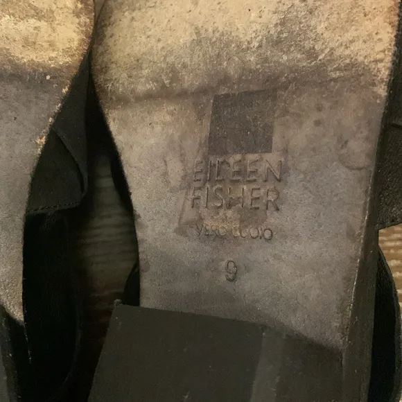 Eileen Fisher leather cruster crisscross black shoes Size 9