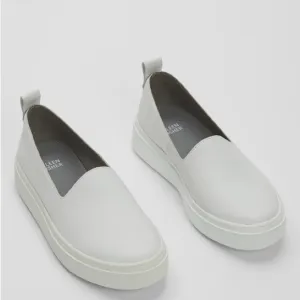 EILEEN FISHER Prosper Platform Sneaker Loafer Leather Snow White Slip On 8.5