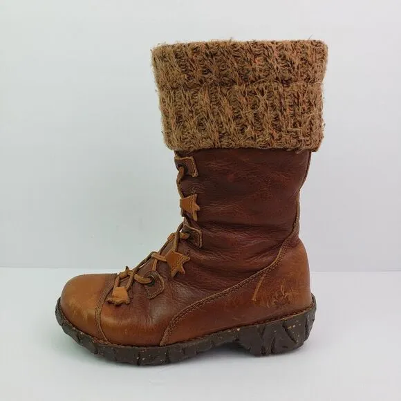 El Naturalista Womens Size 37 US 6.5-7 Brown Leather Calf High Warm Boots