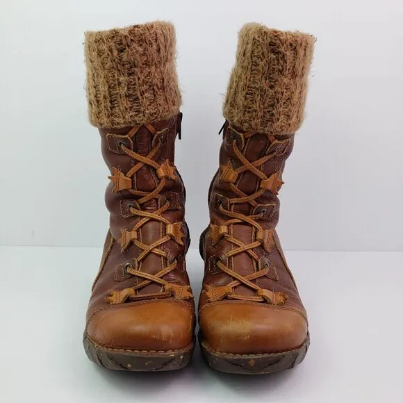El Naturalista Womens Size 37 US 6.5-7 Brown Leather Calf High Warm Boots