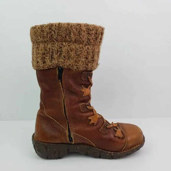 El Naturalista Womens Size 37 US 6.5-7 Brown Leather Calf High Warm Boots