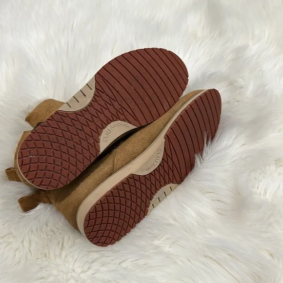 Emu Australia Beach Mini Merino Wool Suede Ankle Boots Tan Cognac Womens 8