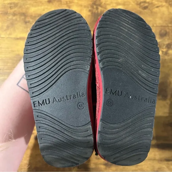 EMU Australia Girls Ladybird Red and Black Suede Merino Wool Boots K8