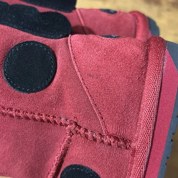 EMU Australia Girls Ladybird Red and Black Suede Merino Wool Boots K8