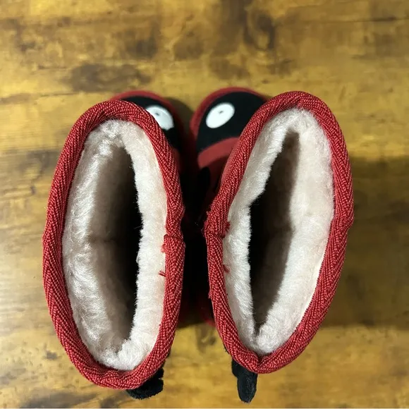 EMU Australia Girls Ladybird Red and Black Suede Merino Wool Boots K8